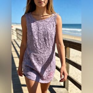 City Triangles Lavender Lace Overlay Sleeveless Dress